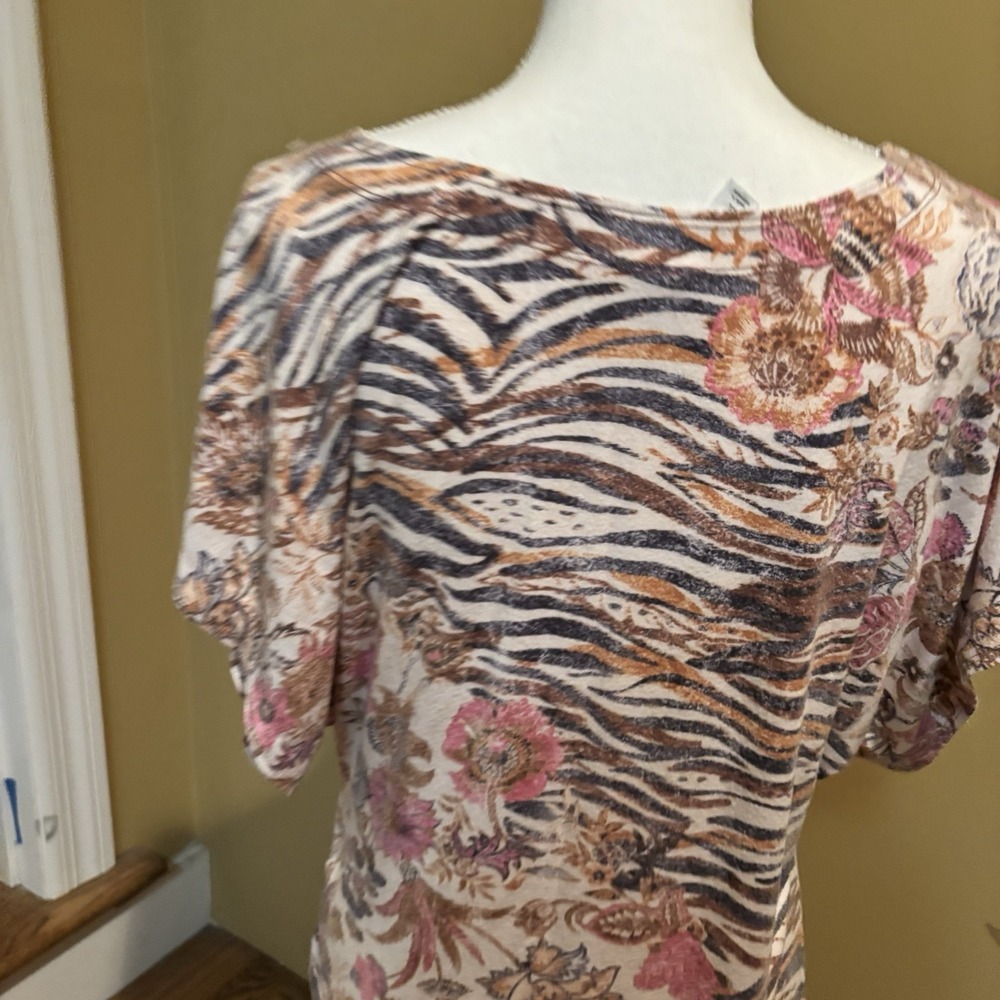Anthropologie Daily Practice Zebra Floral Print Ruched Side Dress Women's XL - Picture 8 of 9